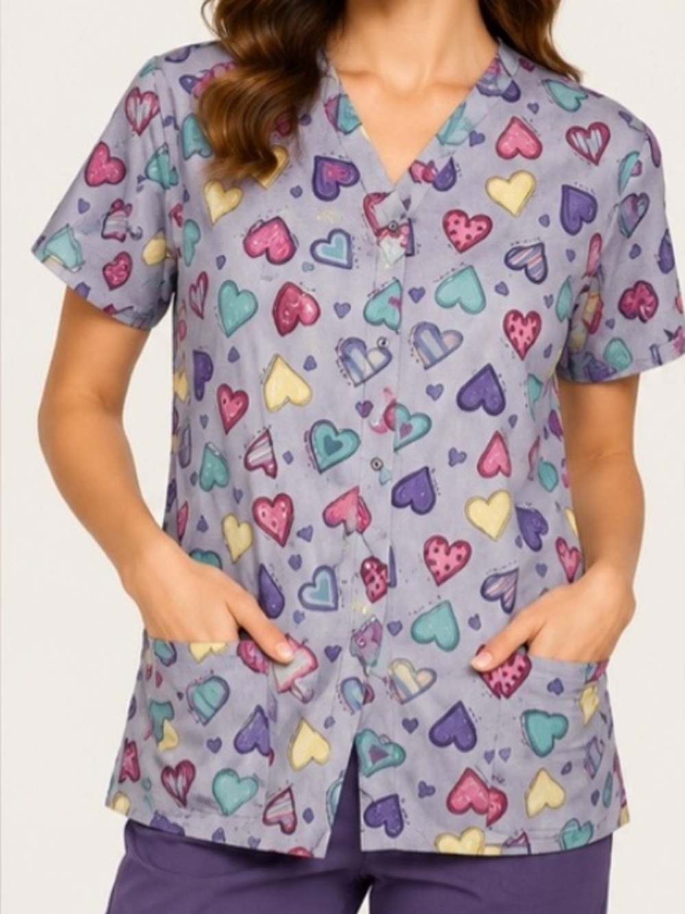 Simply Basic Hearts Scrub Shirt